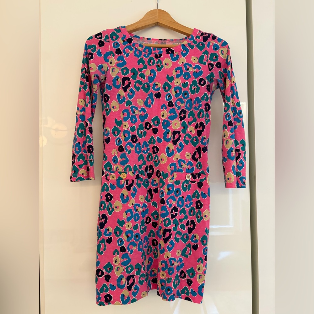 Roxy Pink and Blue Leopard Print Long Sleeve Dress